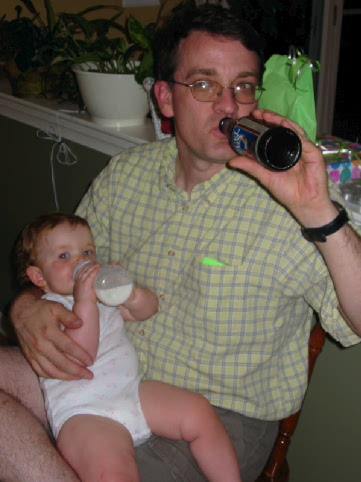 Jane and Randy with thier bottles at the Wall Party